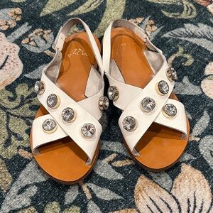 J. Crew Cross-Strap Slingback Sandals with Jewels Size 7